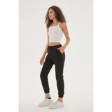 Fashion Friends Pamuklu Jogging Fit Lastikli Paça Örme Eşofman Altı Bayan Eşofman Altı 24K0834K1 - Siyah