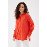 Fashion Friends Pamuklu Regular Fit Gömlek Bayan Gömlek 24Y0390K1 - Kırmızı
