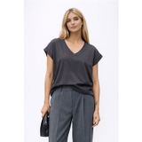 Fashion Friends Pamuklu Regular Fit V Yaka Bayan Bluz 26Y0034K1 ANTRASİT