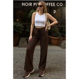 Fashion Friends Pamuklu Relaxed Fit Yüksek Bel Geniş Paça Eşofman Altı Bayan Eşofman Altı 25K0418K1 - Kahve