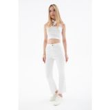 Fashion Friends Pamuklu Yüksek Bel Bol Paça Jeans Bayan Kot Pantolon 26Y0294K1 BEYAZ