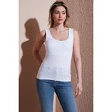 Fashion Friends Pamuklu Yuvarlak Yaka Dar Atlet Bayan Atlet 26Y0266K1 - Beyaz
