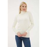 Fashion Friends Regular Fit Balıkçı Yaka Kazak Bayan Kazak 25K0780K1 - Ekru - XL