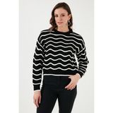 Fashion Friends Regular Fit Bisiklet Yaka Ajurlu Kazak Bayan Kazak 24K0376K1 - Siyah
