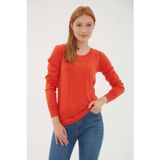 Fashion Friends Regular Fit Bisiklet Yaka Triko Bayan Kazak 25K0779K1 KİREMİT