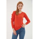 Fashion Friends Regular Fit Bisiklet Yaka Triko Kazak Bayan Kazak 25K0779K1 - Kiremit