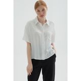 Fashion Friends Regular Fit Cep Detaylı Kısa Kollu Crop Gömlek Bayan Gömlek 25Y0515K1 - XL - Ekru