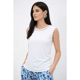 Fashion Friends Regular Fit Taşlı Bisiklet Yaka Atlet Bayan Atlet 26Y0140K1 - Beyaz - M