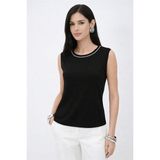 Fashion Friends Regular Fit Taşlı Bisiklet Yaka Atlet Bayan Atlet 26Y0140K1 - Siyah - M