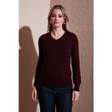 Fashion Friends Regular Fit V Yaka Bayan Kazak 25K0778K1 BORDO