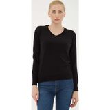 Fashion Friends Regular Fit V Yaka Bayan Kazak 25K0778K1 SİYAH