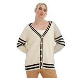 Fashion Friends Regular Fit V Yaka Çizgili Triko Hırka Bayan HIRKA 24K0511K1