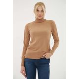 Fashion Friends Standart Fit Balıkçı Yaka Triko Kazak Bayan Kazak 24K0401K1 - Camel