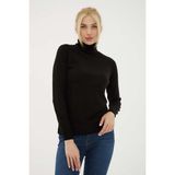 Fashion Friends Standart Fit Balıkçı Yaka Triko Kazak Bayan Kazak 24K0401K1 - Siyah