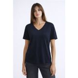 Fashion Friends Standart Fit V Yaka Kısa Kollu Bayan Bluz 26Y0021K1 LACİVERT