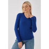 Fashion Friends Standart Fit V Yaka Triko Kazak Bayan Kazak 24K0778K1 - M - Saks