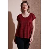 Fashion Friends Standart Fit Yuvarlak Yaka Simli Bayan Bluz 25Y0202K1 PEMBE