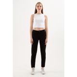 Fashion Friends Streç Pamuklu Mom Fit Yüksek Bel Dar Paça Bayan Kot Pantolon 24K0534K1 SİYAH