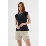 Fashion Friends Taş Detaylı %100 pamuklu Bluz Siyah