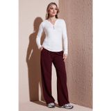 Fashion Friends Wide Leg Yüksek Bel Geniş Paça Bayan Pantolon 25K0101K1 BORDO