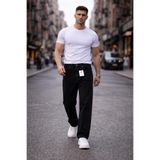 Fashion İstanbul Erkek SİYAH Baggy Jean Pantolon Rahat Kalıp Geniş Paça Denim Kot
