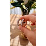 Fashion Jewelry Özel Seri Gold Taşlı Kalın Halka Küpe