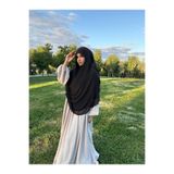 Fashion journey kadın siyah gölgeli şifon sufle hafif dökümlü tesettür üst