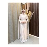 Fashionbox Lina Pelerin Taş Detaylı Drapeli Abiye | Bej