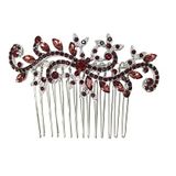 Faship Bordo Kristal Çiçekli Saç Tarağı