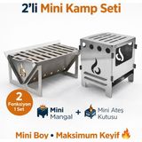 FASMART Mini Kamp Seti 2’li – Taşınabilir Mangal & Ateş Kutusu Katlanabilir Outdoor Set