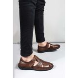 Fast Step Hakiki Deri Erkek Klasik Sandalet 662MA119B - Kahverengi