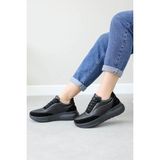 Fast Step Hakiki Deri Kadın Casual Ayakkabı 982ZA1001 - Siyah