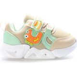 Fast Step Kız Çocuk Sneaker Ayakkabı Bej - Yeşil Düz Taban POLİ TABAN Malzeme ile Eğlenceli Tasarım 461BA105