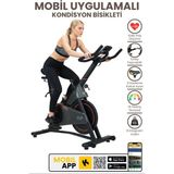 Fastgo Mobil Uygulamalı Profesyonel Kondisyon Bisikleti 13Kg Volan Evde Egzersiz Spinning Bike Spor Aleti