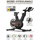 Fastgo Uygulama Destekli Elektro Manyetik Spin Bisiklet Ekranlı 9kg Volan Egzersiz Kondisyon Bisikleti - Siyah