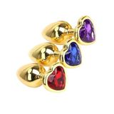 Fastieshop Kalp Mücevherli Çelik Gold Anal Plug - 3'lü Set