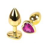 Fastieshop Kalp Mücevherli Çelik Gold Anal Plug - Orta Boy