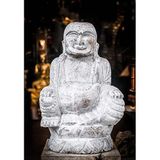 Fat Buddha, El Yapımı Ahşap Eskitmeli Heykel