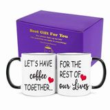 Fatbaby Lets Have Coffee Together For The Rest Of Our Lives Kahve Kupası Seti, Çiftler için Bay ve Bayan Yıl Dönümü Düğün Hediyesi, Çiftler için Nişan Hediyeleri, Gelin ve Damat Çiftler Kupalar