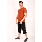 FATELLA Erkek Yumuşak Ham Bez Lastikli Yüksek Bel Rahat Kalıp Natural Kapri Siyah