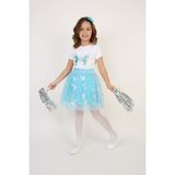 Fatella Kız Çocuk Turkuaz Kelebek Detaylı Tişört Turkuaz Etek Takım 23 Nisan 29 Ekim Gösteri Kıyafeti - 9 Yaş - Mavi