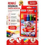 Fatih 12 Renk Jumbo Kuru Boya Kalemi Küçük Eller Için Kolay Tutuş Sağlıklı Güvenli Içerik Seti