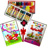 Fatih 12 Renk Pastel Boya+2 Adet Boyama kitabı - Renkli (Sıcak)