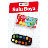 Fatih 12 Renk Sulu Boya Büyük Boy Canlı & Yoğun Renkler Çocuklar ve Öğrenciler İçin F-12 Big Size