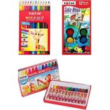 Fatih 12'li - 3'lü Set Kuru Boya + Pastel Boya + Sulu Boya - Çok Renkli