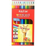 Fatih 12'li Uzun Boy Kuru Boya 12 Renk Kuru Boya Kalemi 17,5cm - Çok Renkli