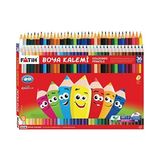 Fatih 36'lı Rengarenk Kuru Boya Kalemi Seti - 17.5 cm, Dayanıklı Uçlu, Eğlenceli Desenli Çocuklar İçin