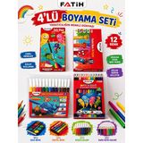 Fatih 4 Lü Boyama Seti 12 Li Sulu Boya Pastel Boya Keçeli Kalem Kuru Boya