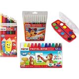 Fatih 4'lü Boyama Seti 12'li Kuru Boya 12'li Sulu Boya 12'li Pastel Boya Çocuklar İçin