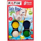 Fatih 8 Renk Sulu Boya 24 ml Renkli Kapaklı 24 Parça Eğlenceli Boyama Seti